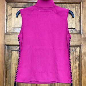Lace up Sides Bright Pink Turtleneck * NWOT